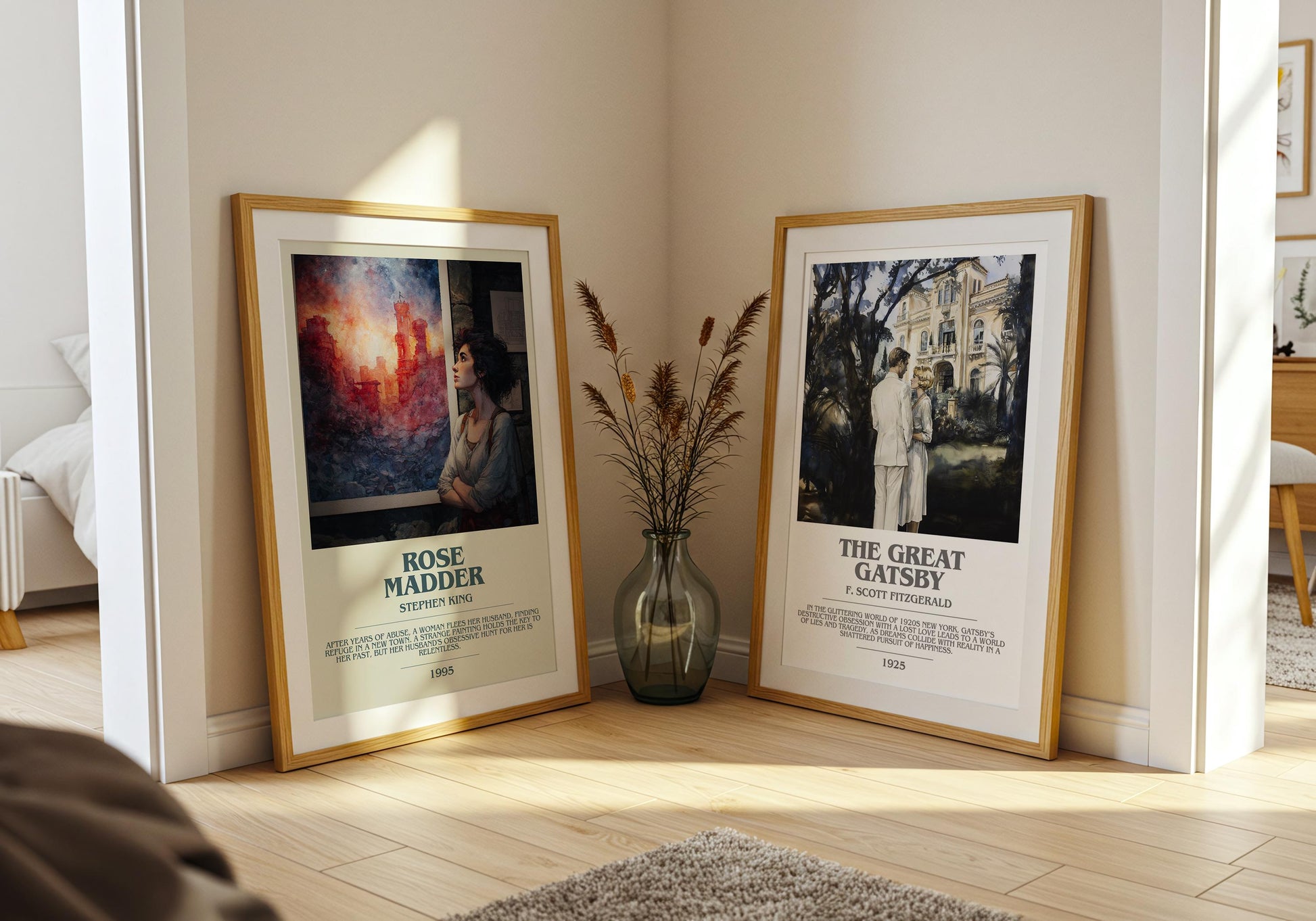 Rose Madder bookish poster paired in gallery wall – literary art prints
