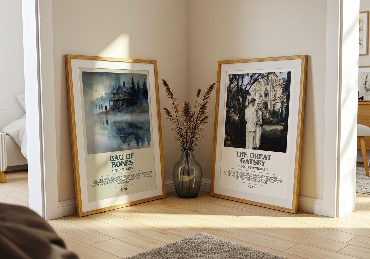 Bag of Bones bookish print on bookshelf – Stephen King fan gift