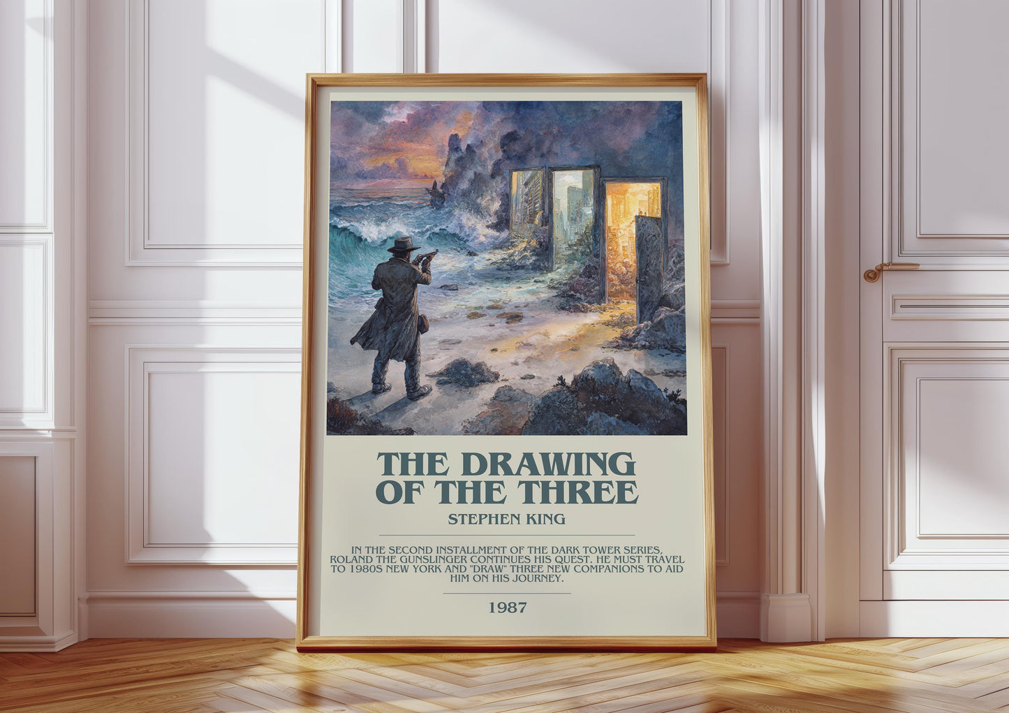 The Drawing of the Three bookish print in frame leaning in hallway – fantasy wall art