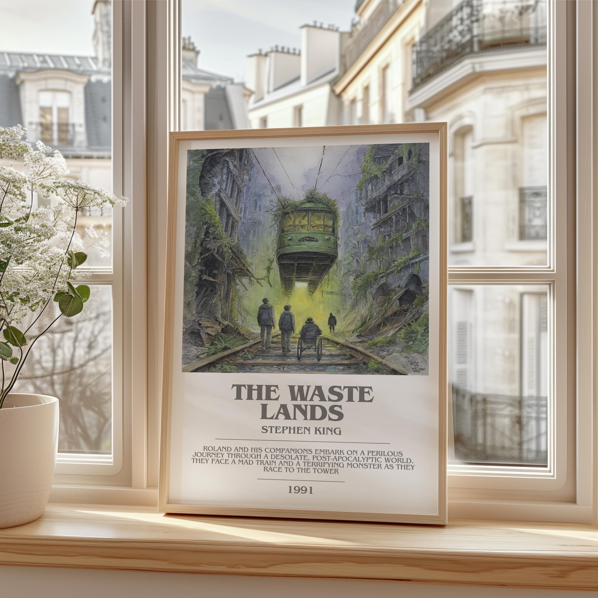 The waste lands bookish print framed by window – literary home decor