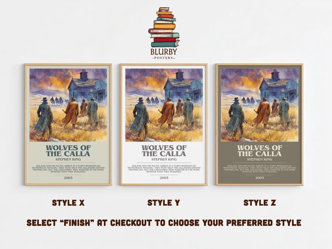 Wolves of the Calla bookish poster colour and style options – Stephen King book art (mockup)