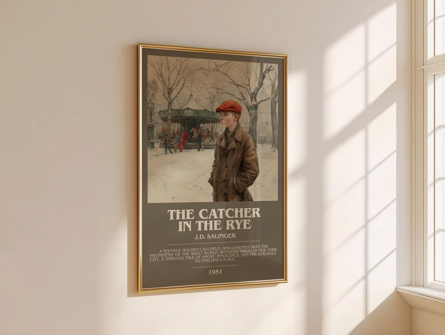 The Catcher in the Rye bookish book poster framed on wall – coming of age wall art