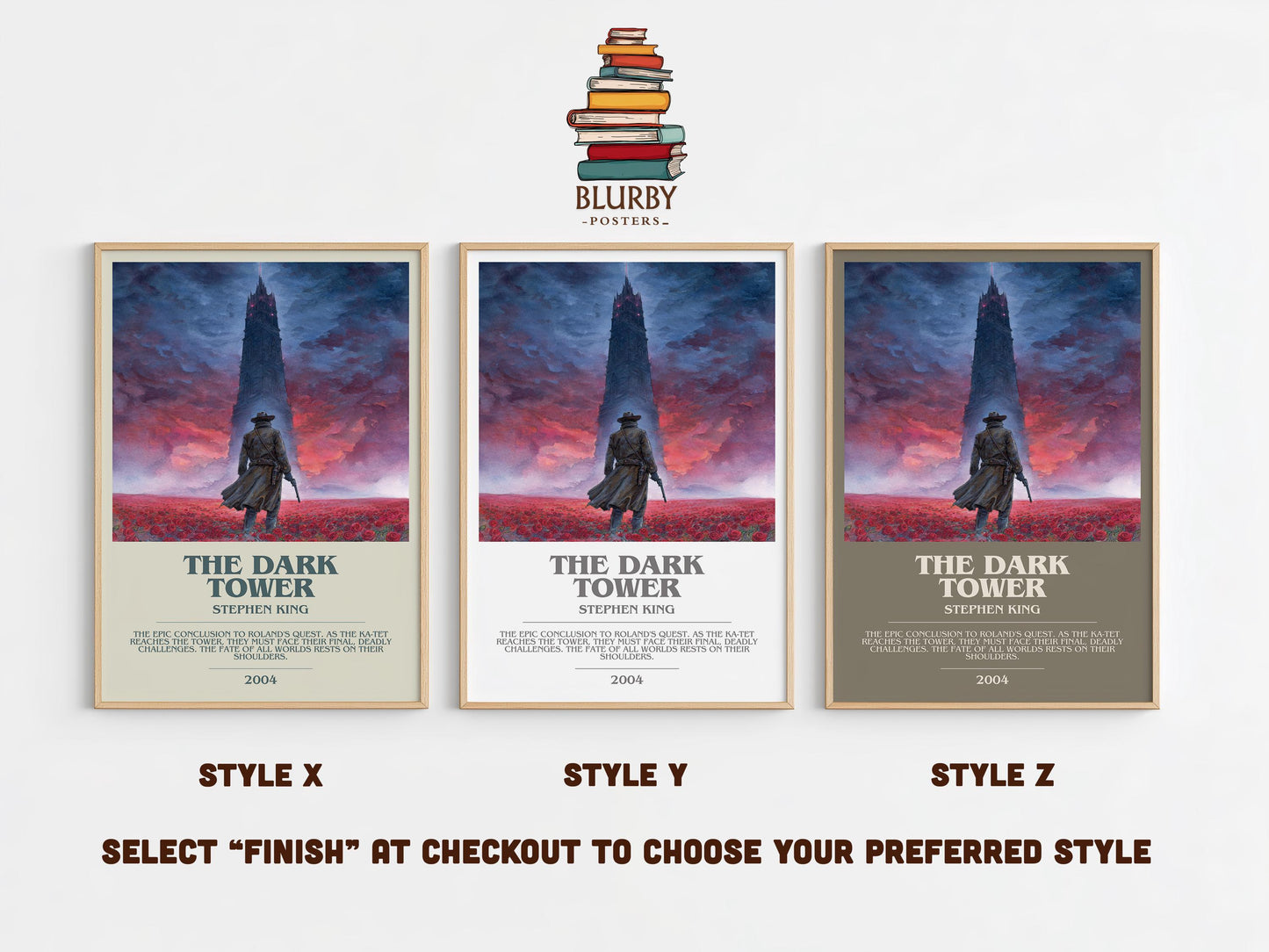 The Dark Tower bookish poster colour and style options – Stephen King book art