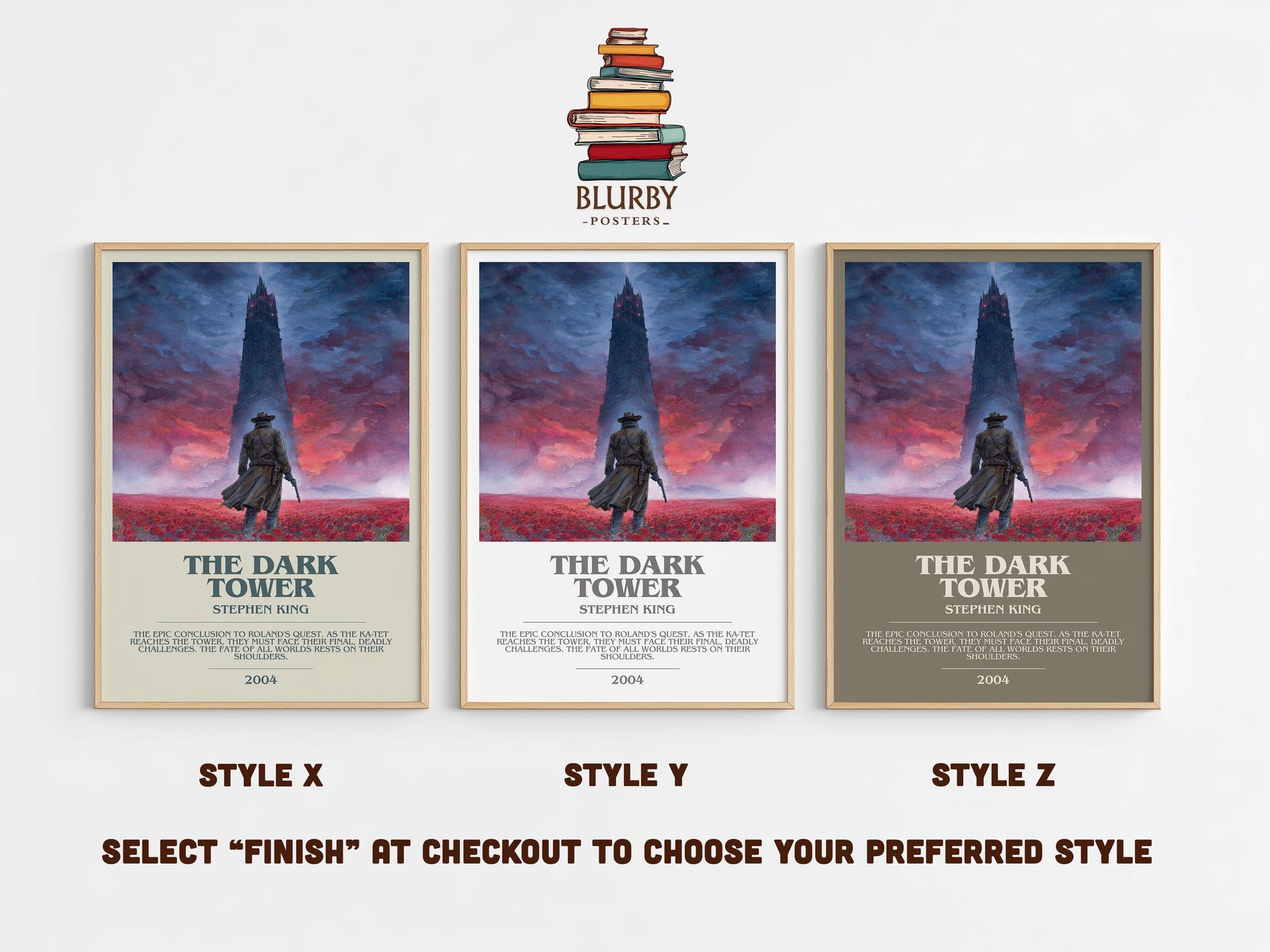 The Dark Tower bookish poster colour and style options – Stephen King book art