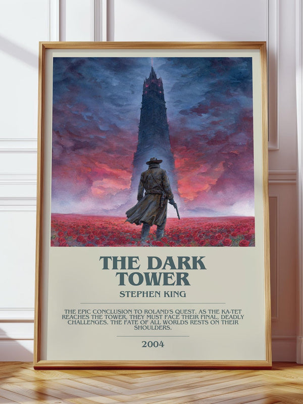 The Dark Tower bookish print in frame leaning in hallway – fantasy wall art