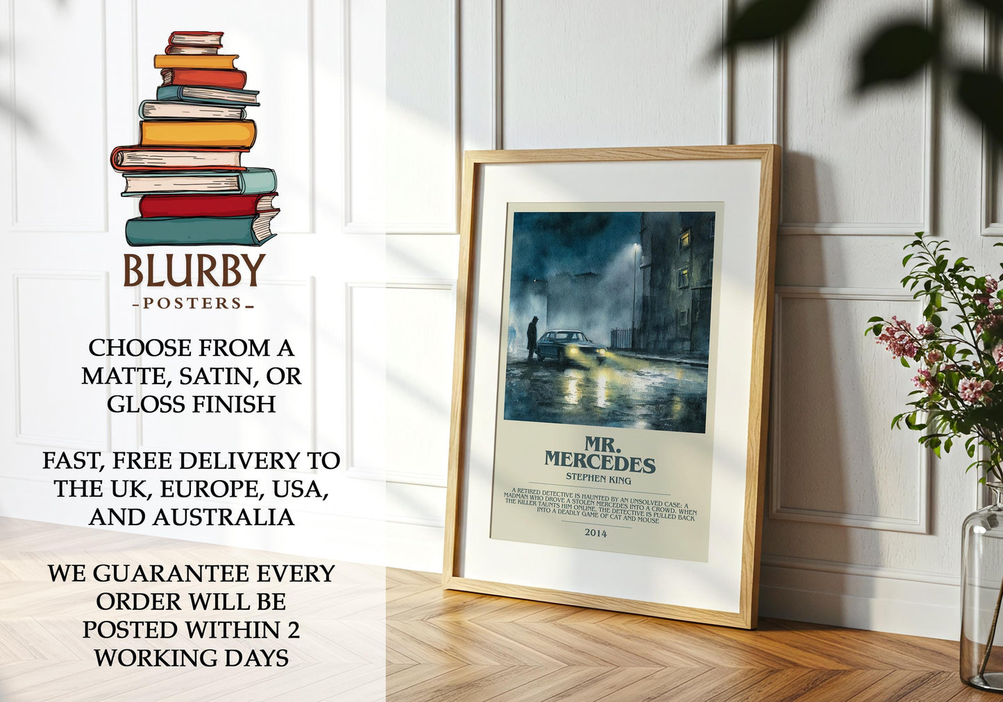 Mr. Mercedes book poster packaging – museum-quality print rolled in protective tube