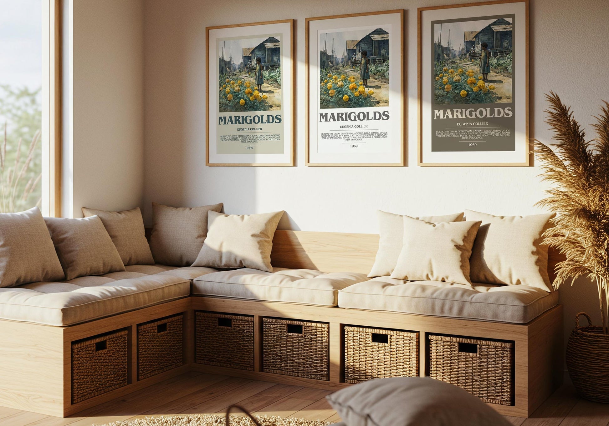 Marigolds bookish poster paired in gallery wall – literary art prints