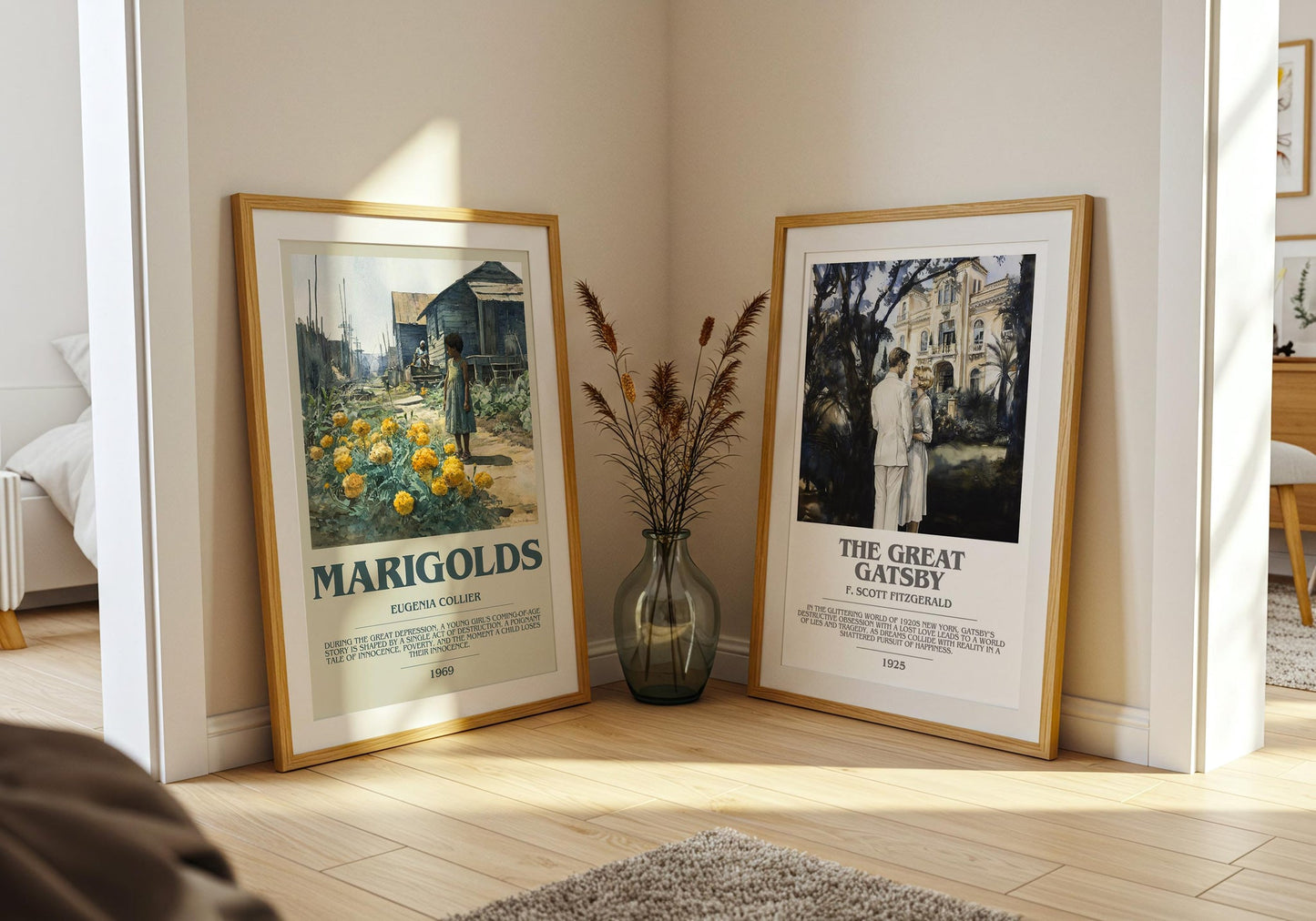 Marigolds bookish print on bookshelf – Eugenia Collier fan gift