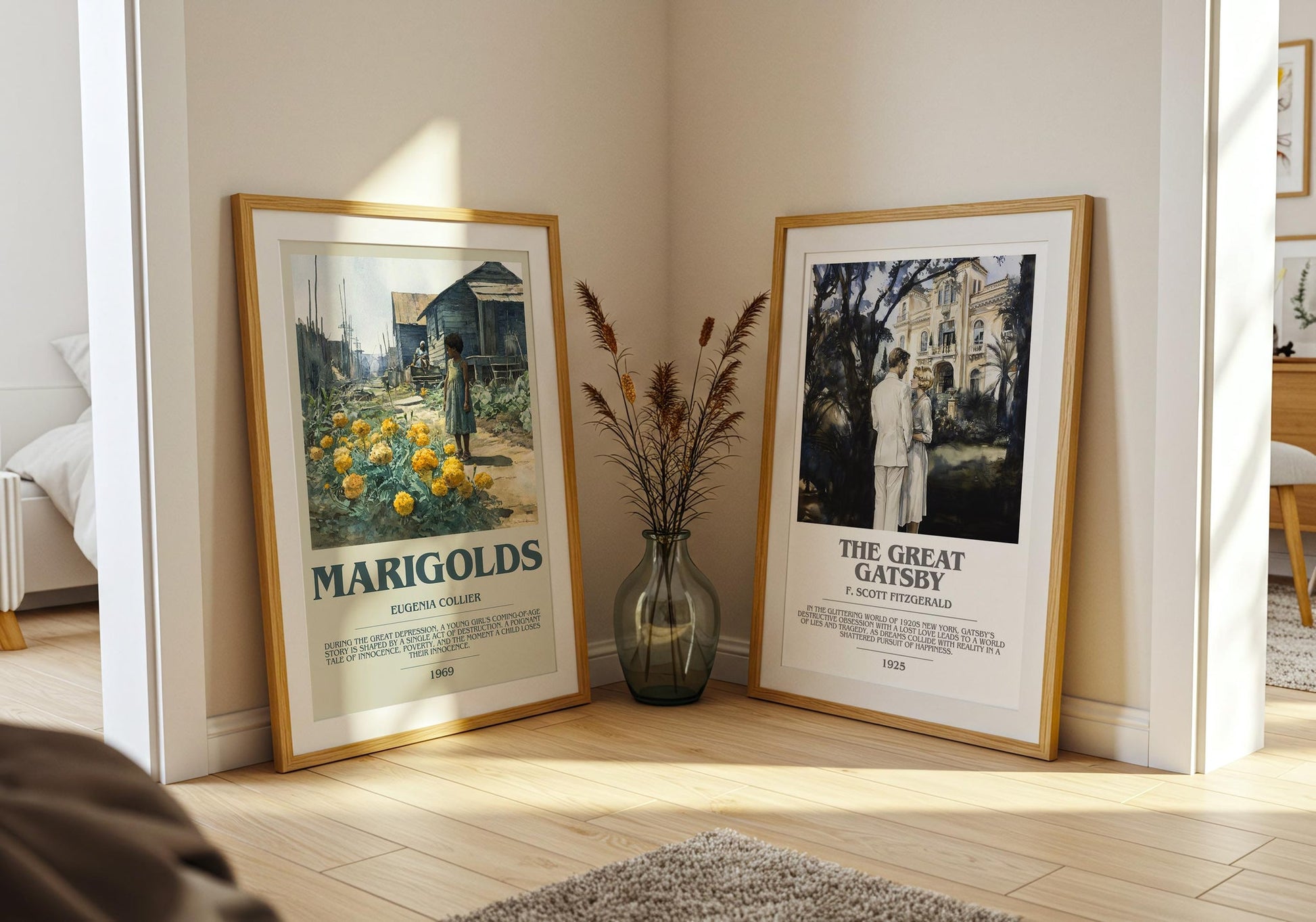 Marigolds bookish print on bookshelf – Eugenia Collier fan gift