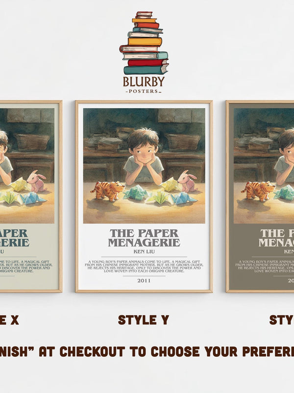 The Paper Menagerie bookish poster colour and style options – Ken Liu book art
