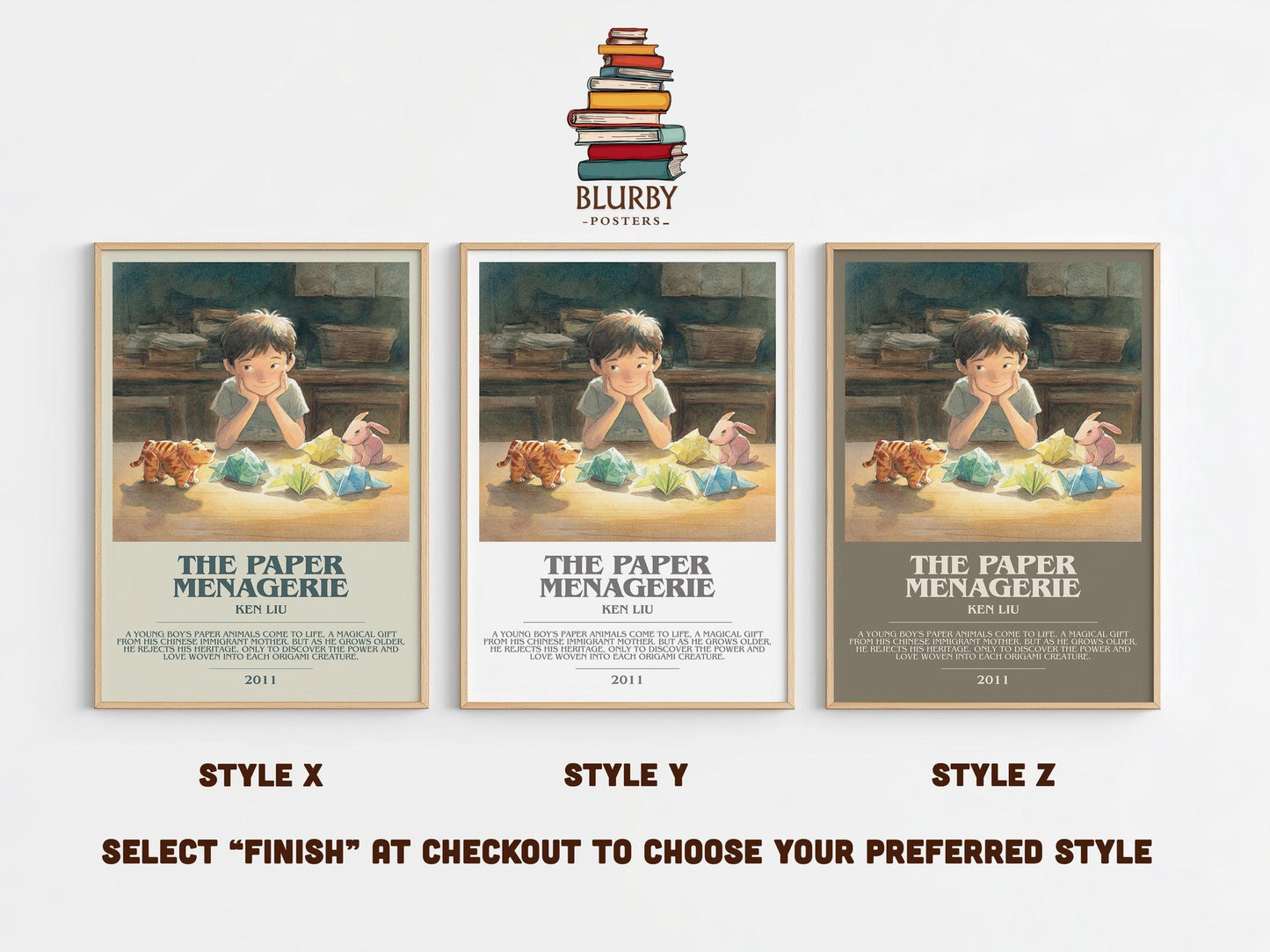 The Paper Menagerie bookish poster colour and style options – Ken Liu book art
