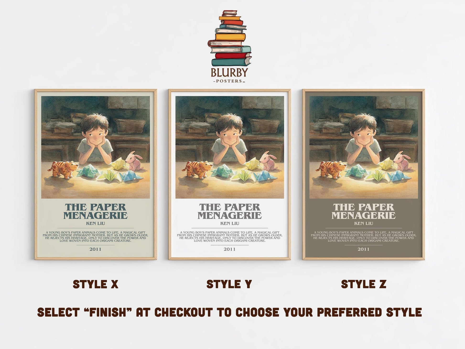 The Paper Menagerie bookish poster colour and style options – Ken Liu book art
