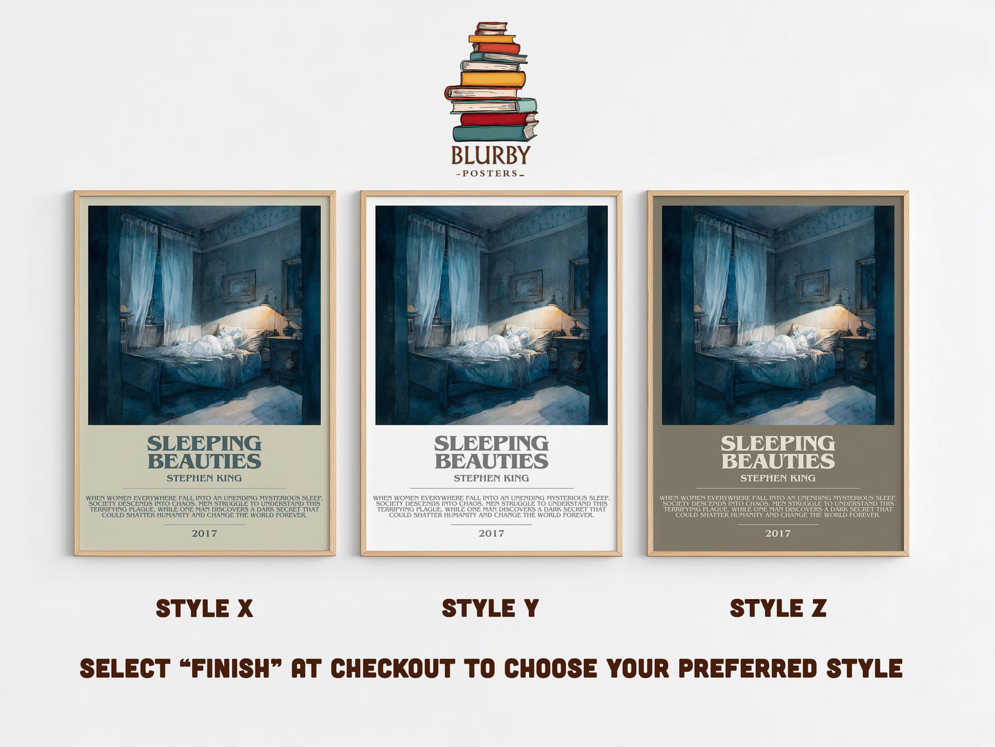 Sleeping Beauties bookish poster colour and style options – Stephen King book art