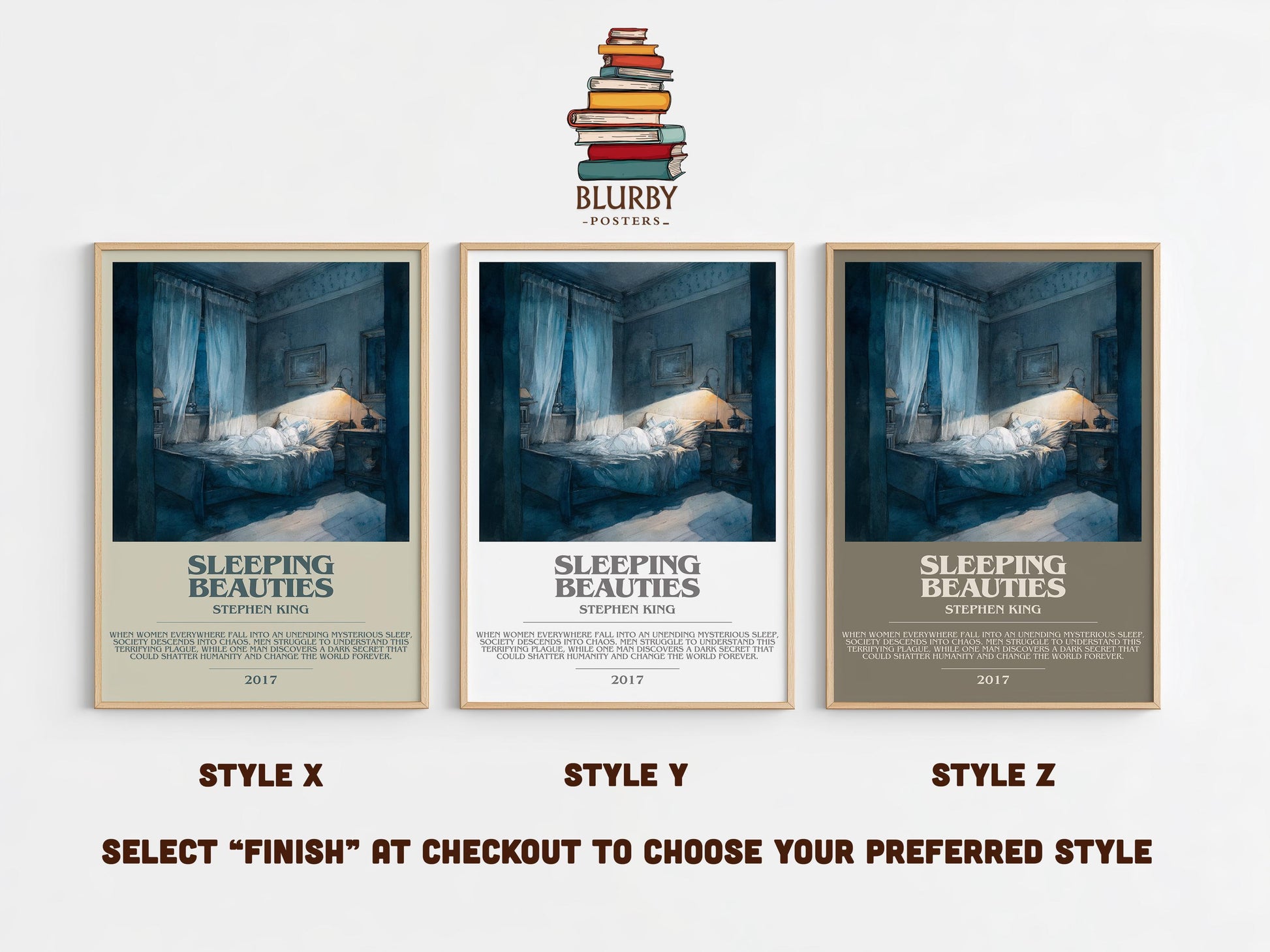 Sleeping Beauties bookish poster colour and style options – Stephen King book art