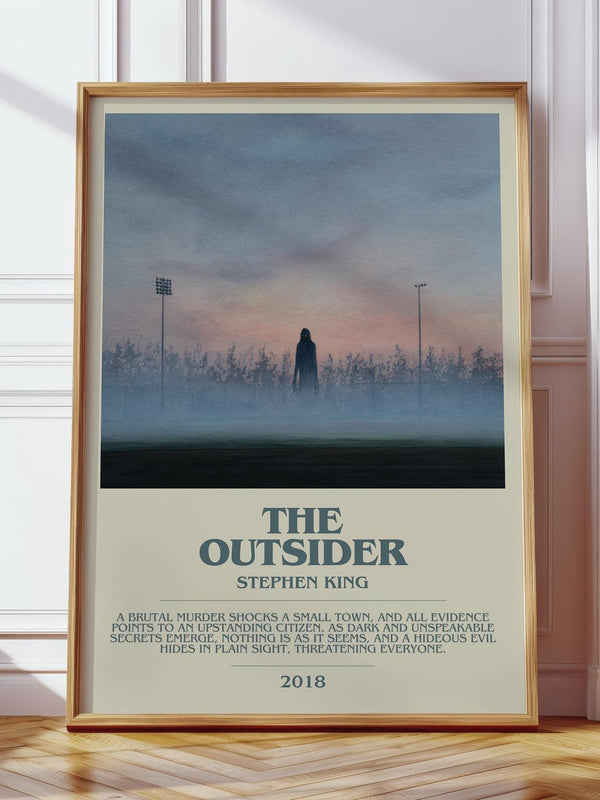 The Outsider bookish print in frame leaning in hallway – horror wall art
