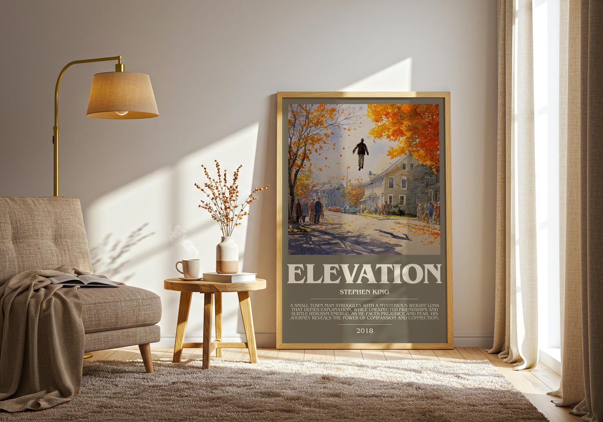 Elevation bookish print on bookshelf – Stephen King fan gift
