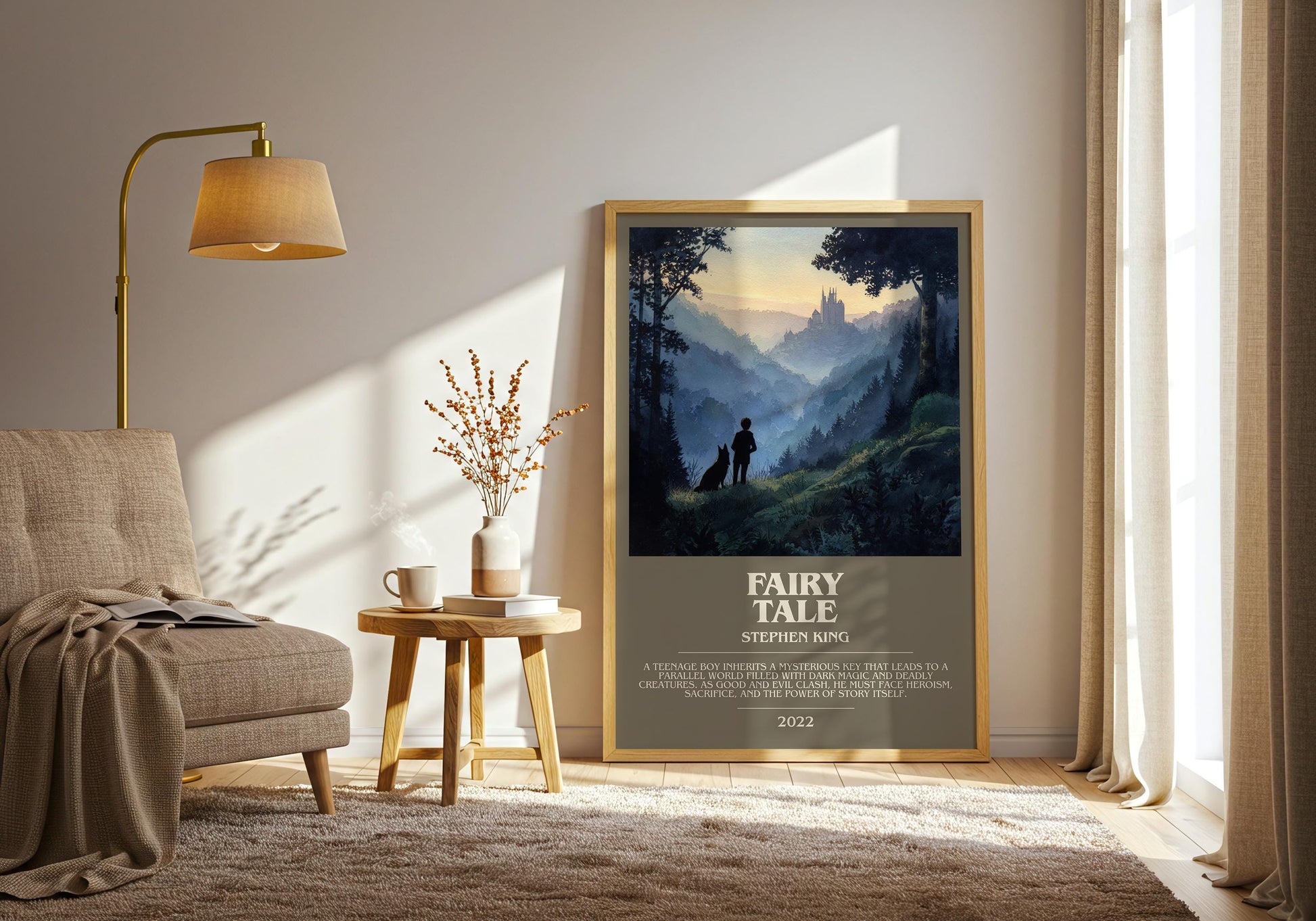Fairy Tale bookish print on bookshelf – Stephen King fan gift