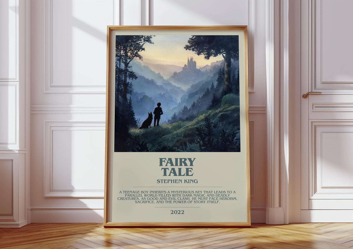 Fairy Tale bookish print in frame leaning in hallway – fantasy wall art