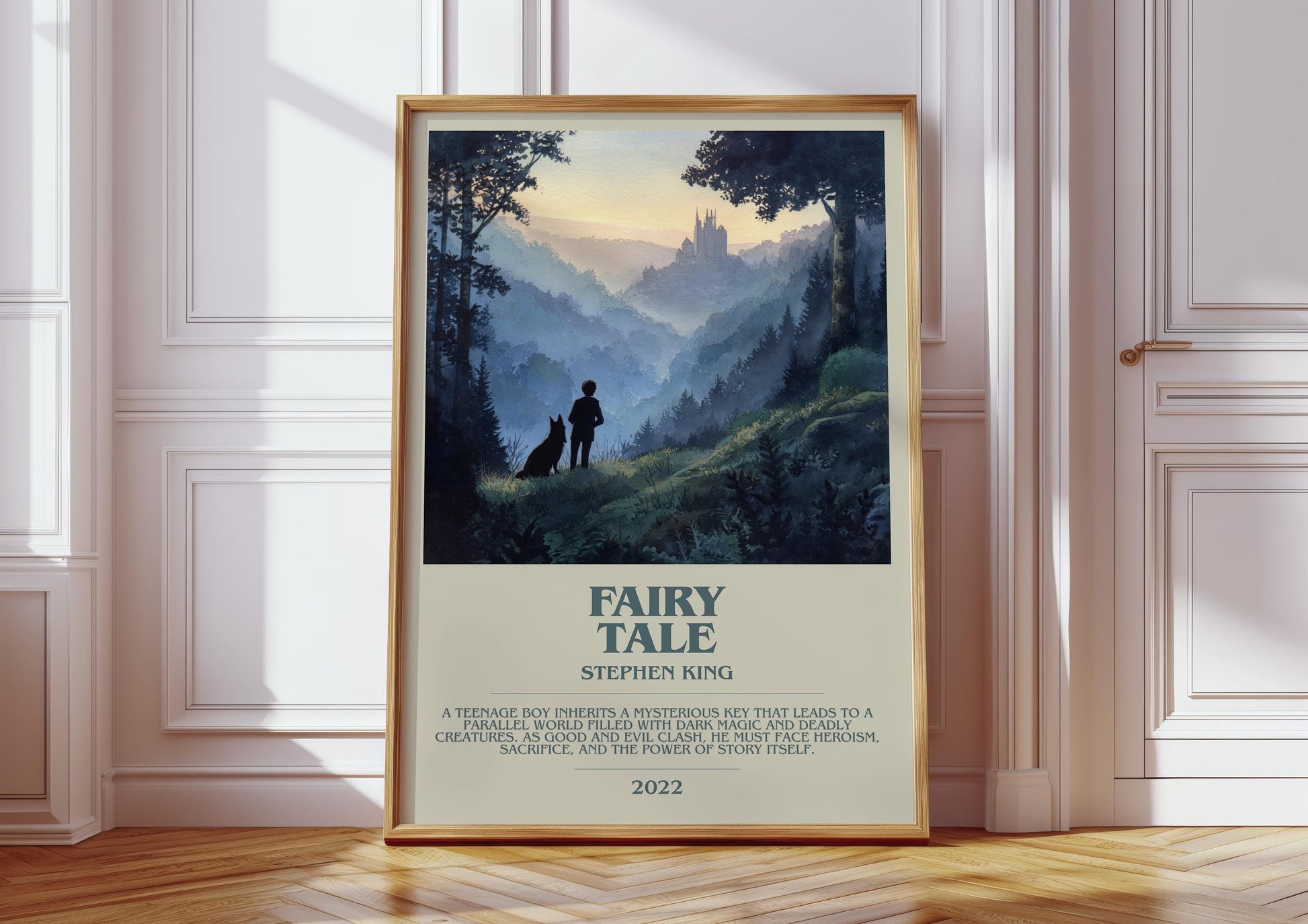 Fairy Tale bookish print in frame leaning in hallway – fantasy wall art