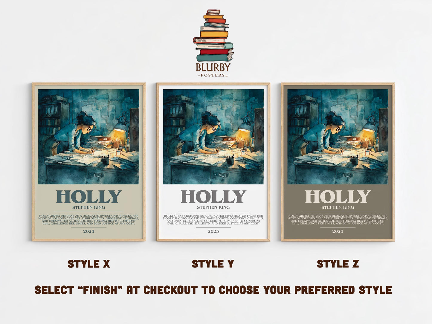 Holly bookish poster colour and style options – Stephen King book art