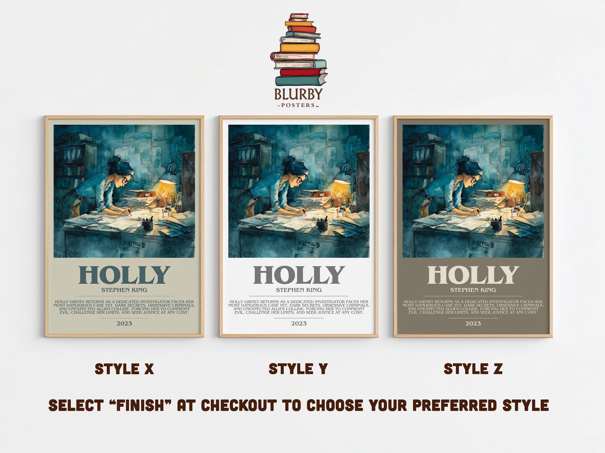 Holly bookish poster colour and style options – Stephen King book art