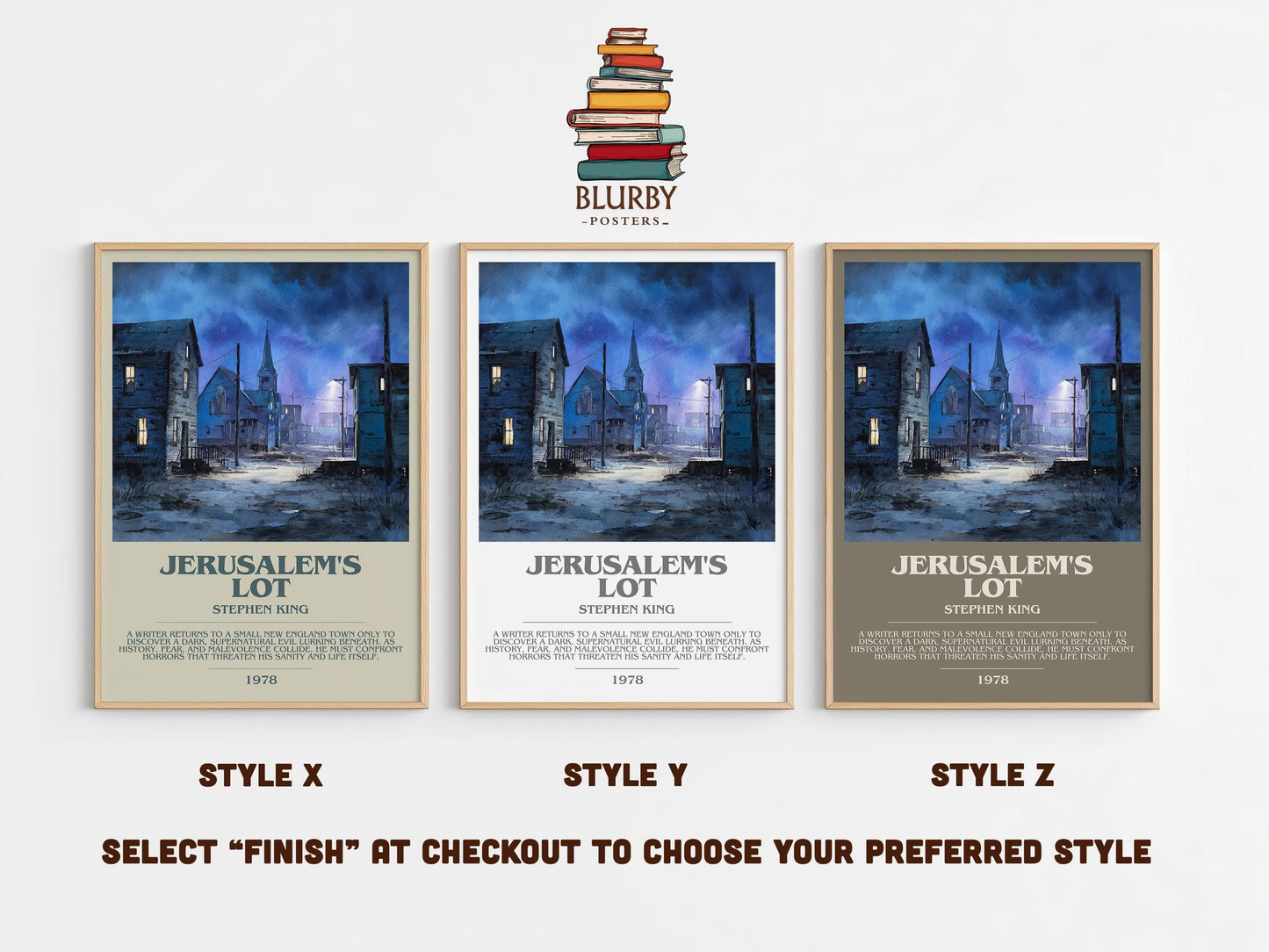 Jerusalem's Lot bookish poster colour and style options – Stephen King book art