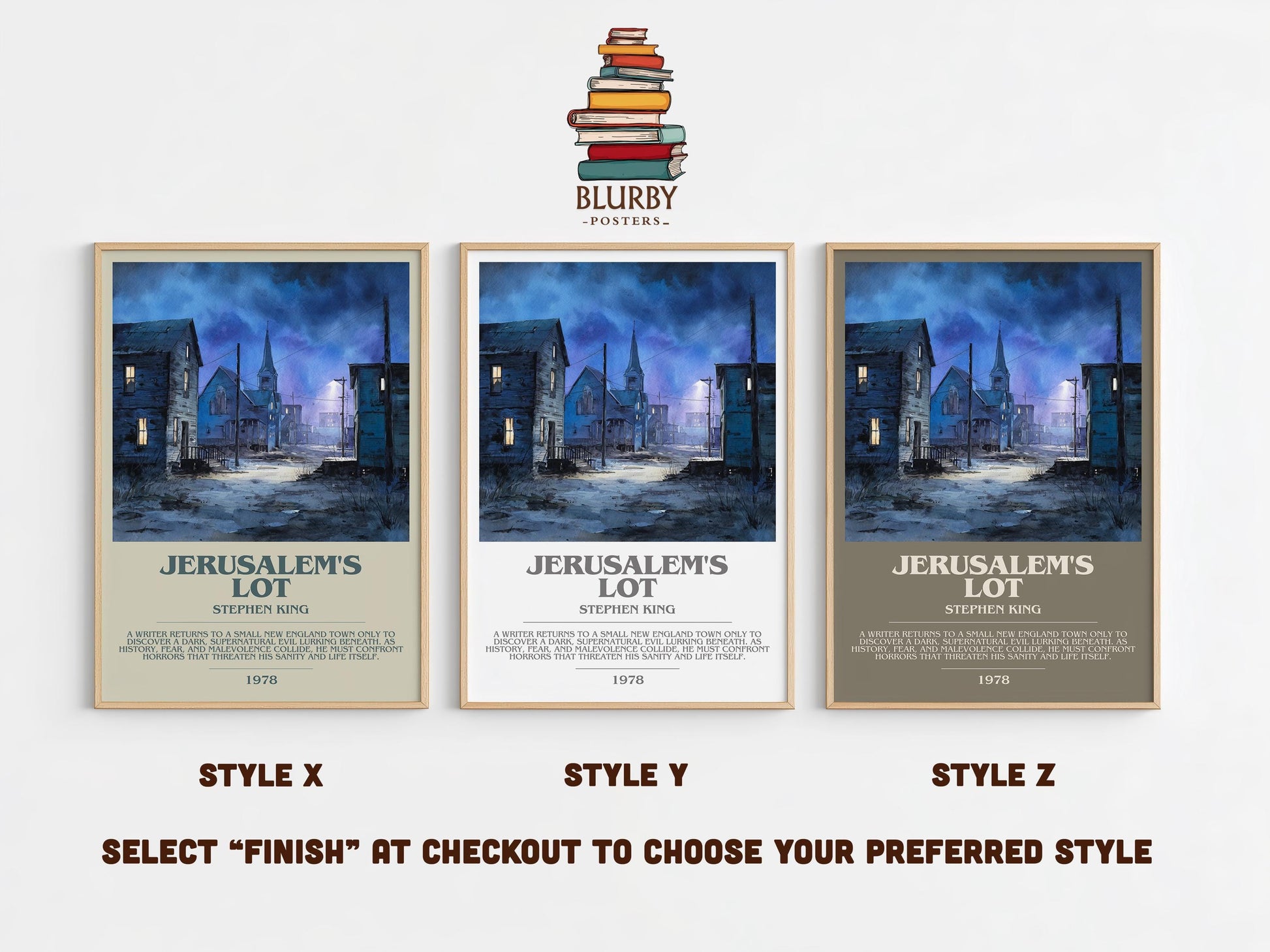 Jerusalem's Lot bookish poster colour and style options – Stephen King book art