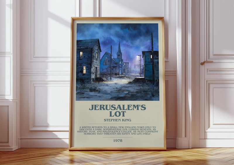 Jerusalem's Lot bookish print in frame leaning in hallway – horror wall art