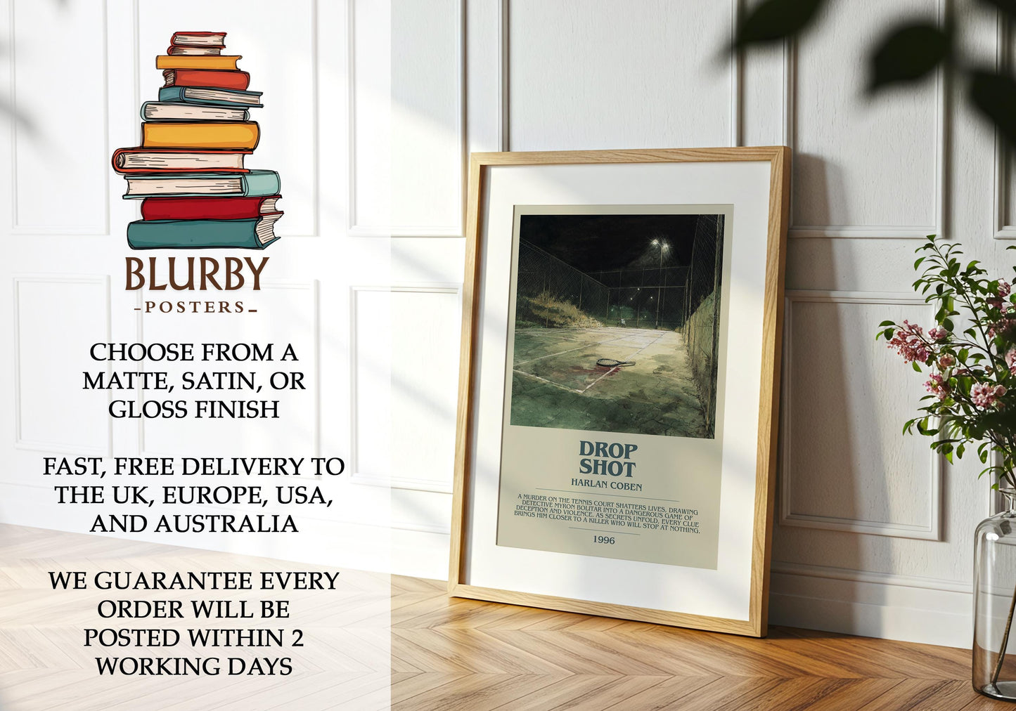 Drop Shot by Harlan Coben | Descriptive Modern Book Art | Poster