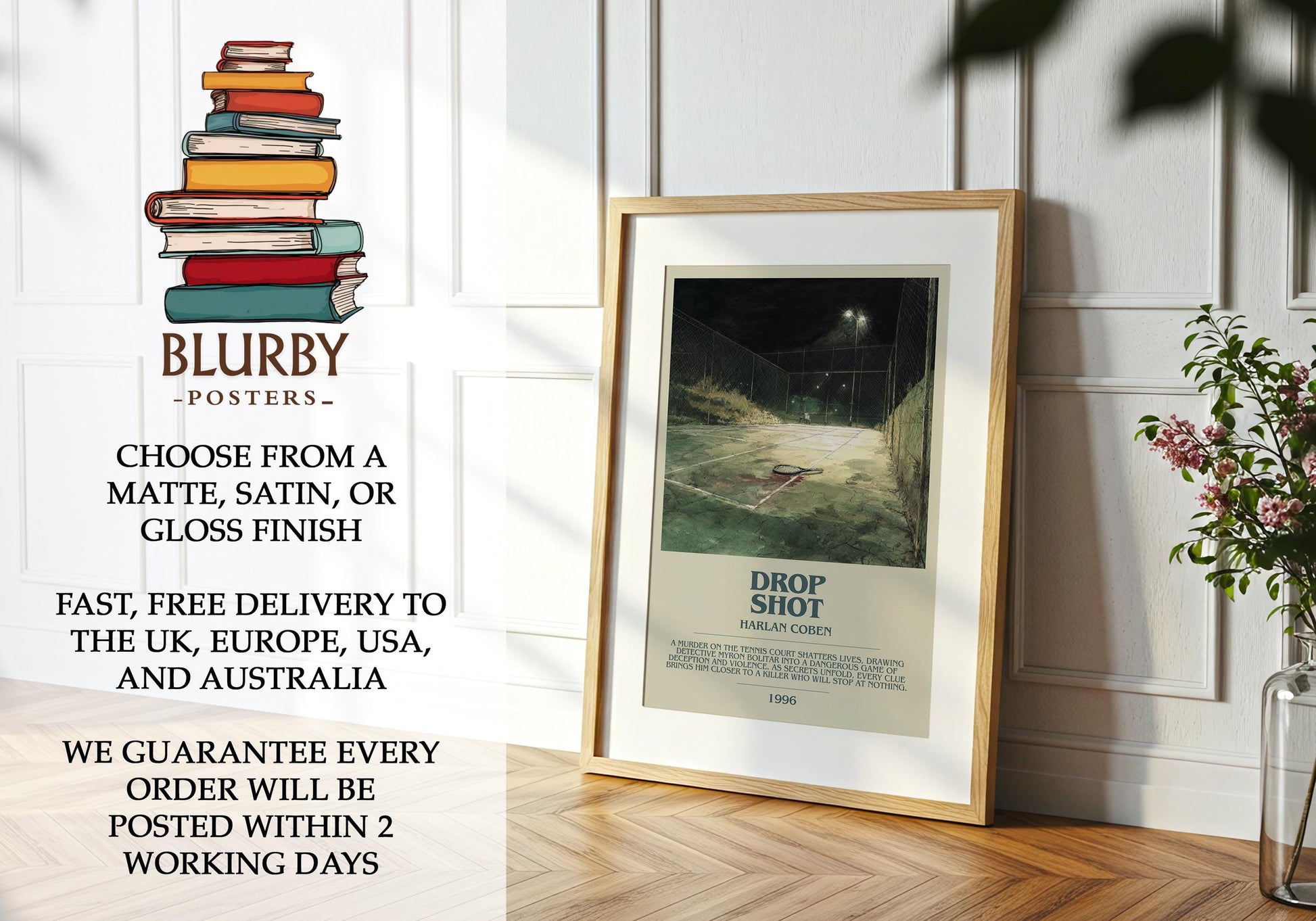 Drop Shot by Harlan Coben | Descriptive Modern Book Art | Poster