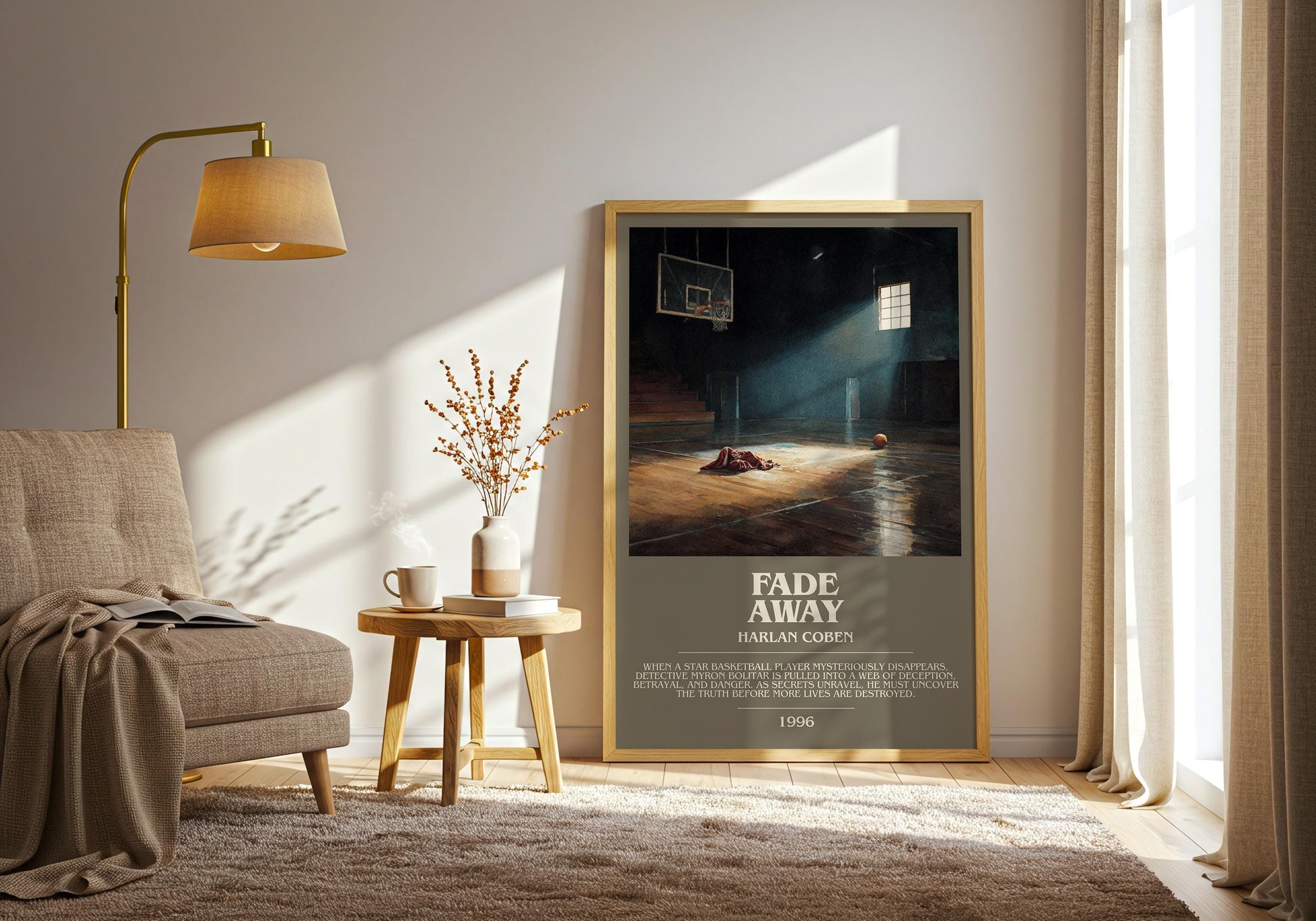 Fade Away bookish print on bookshelf – Harlan Coben fan gift