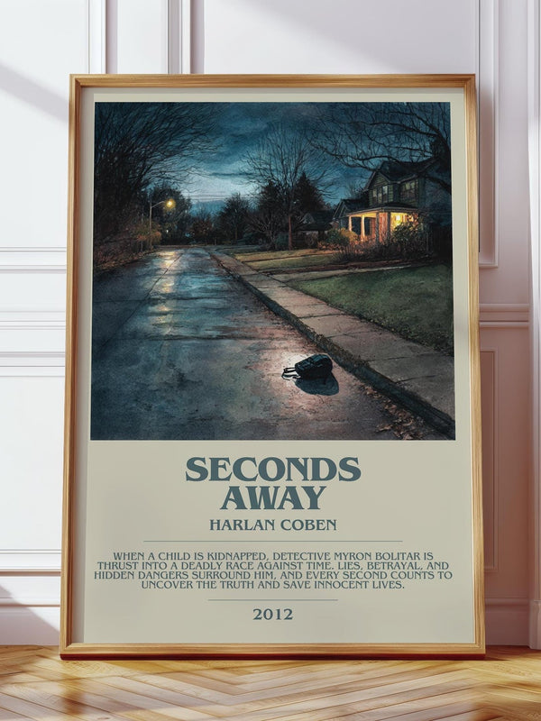 Seconds Away bookish print in frame leaning in hallway – young adult wall art