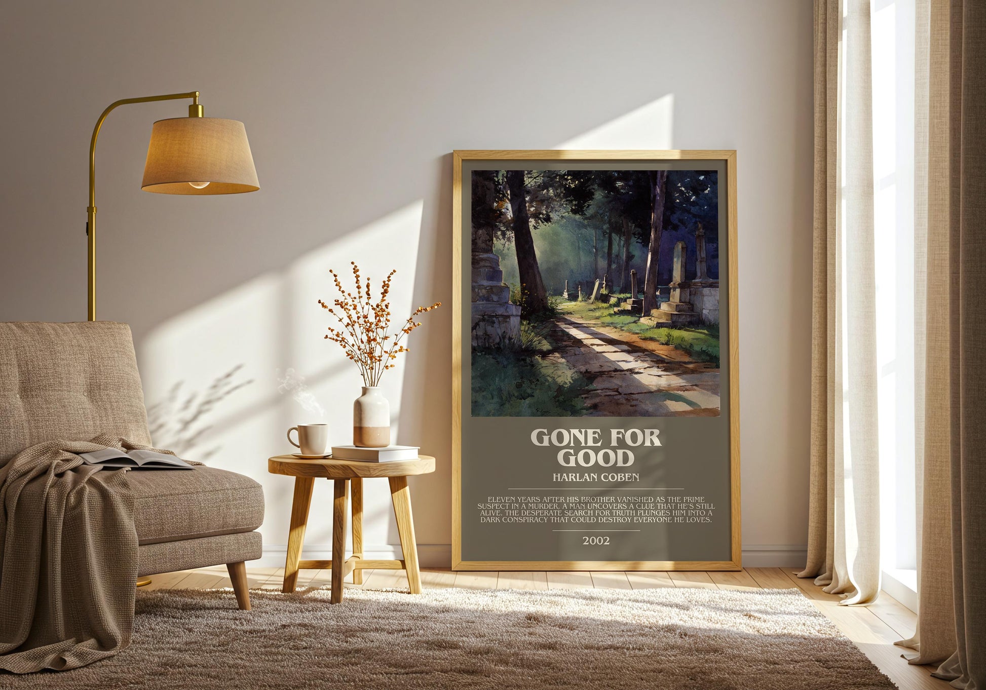 Gone for Good bookish print on bookshelf – Harlan Coben fan gift