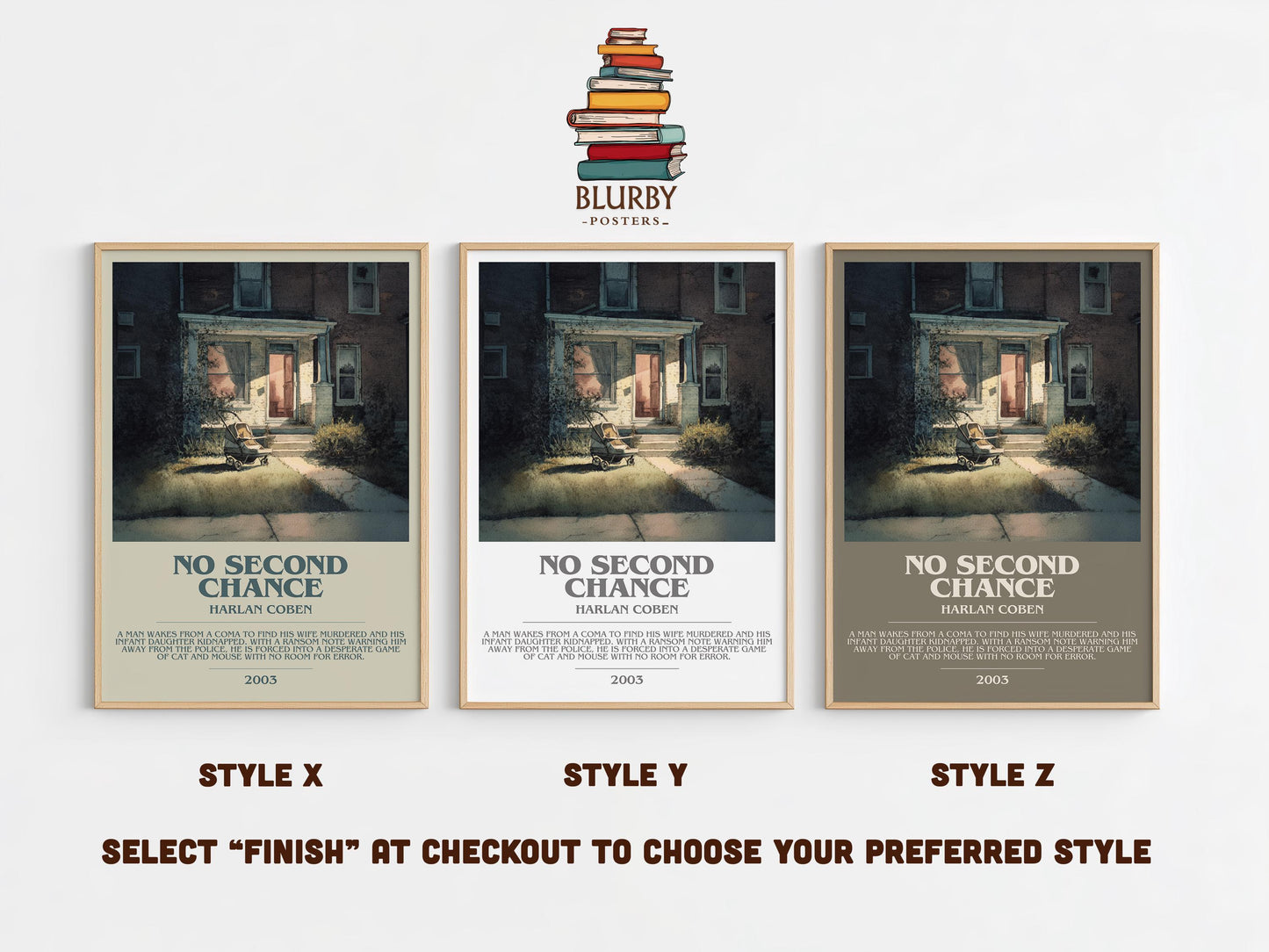 No Second Chance bookish poster colour and style options – Harlan Coben book art