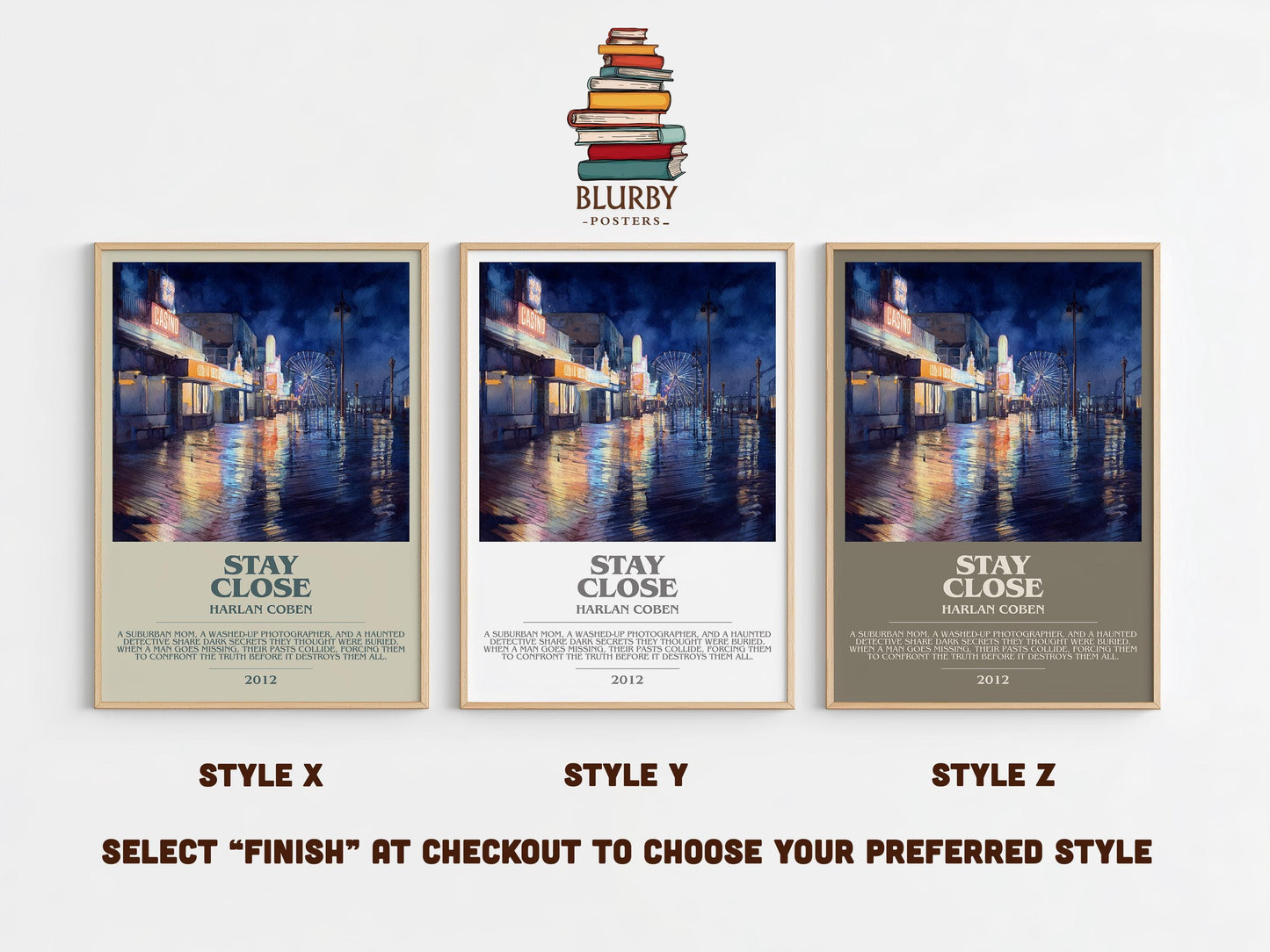 Stay Close bookish poster colour and style options – Harlan Coben book art