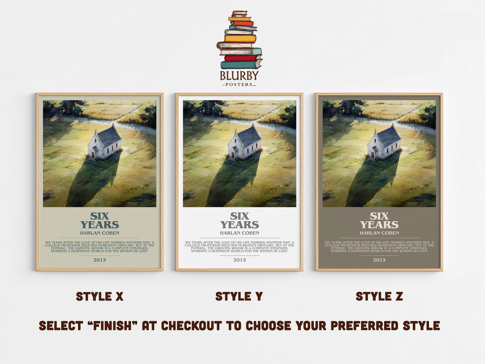 Six Years bookish poster colour and style options – Harlan Coben book art