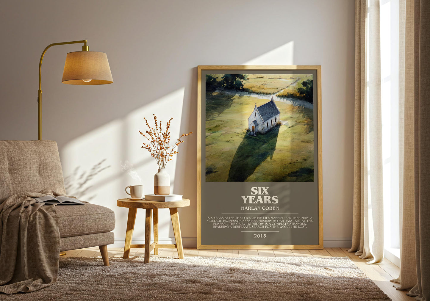 Six Years bookish print on bookshelf – Harlan Coben fan gift