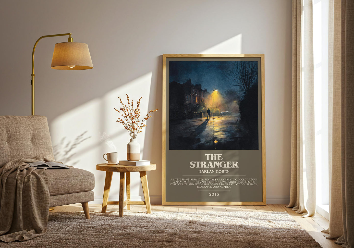The Stranger bookish print on bookshelf – Harlan Coben fan gift