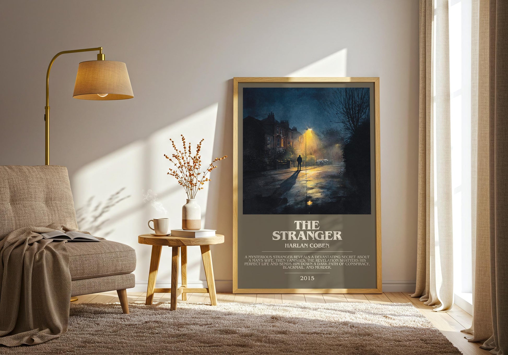 The Stranger bookish print on bookshelf – Harlan Coben fan gift