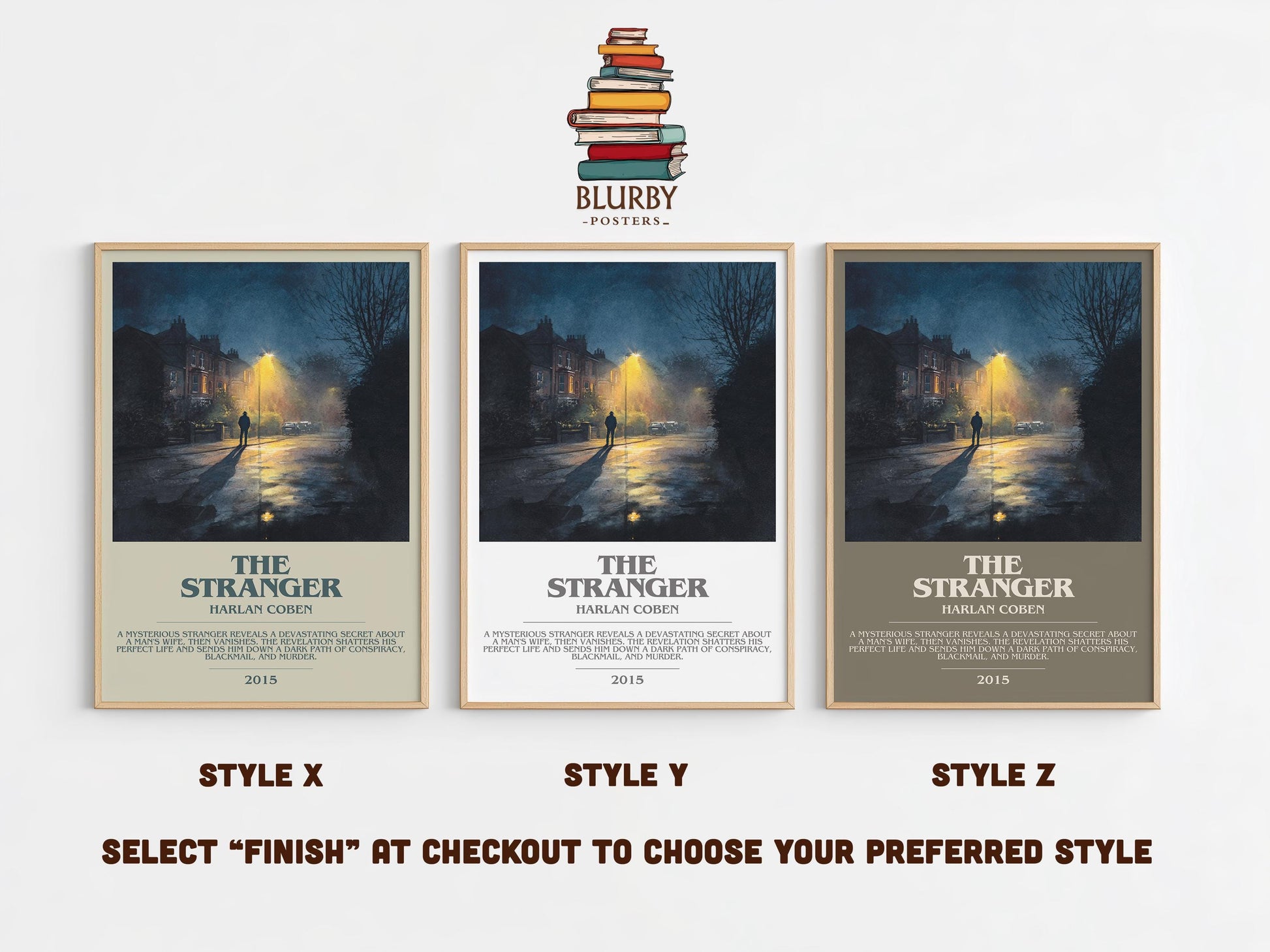 The Stranger bookish poster colour and style options – Harlan Coben book art