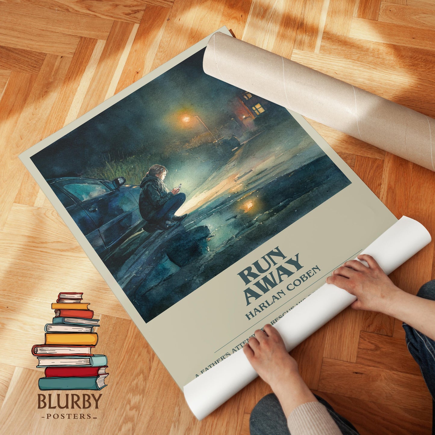 Run Away book poster packaging – museum-quality print rolled in protective tube