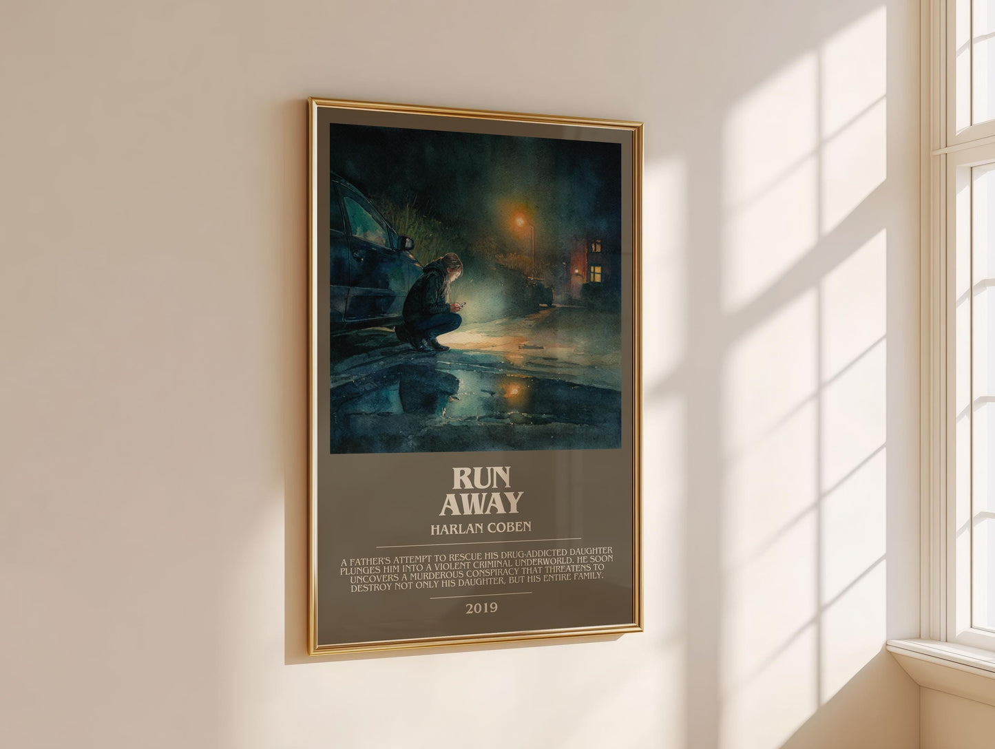 Run Away bookish book poster framed on wall – thriller wall art