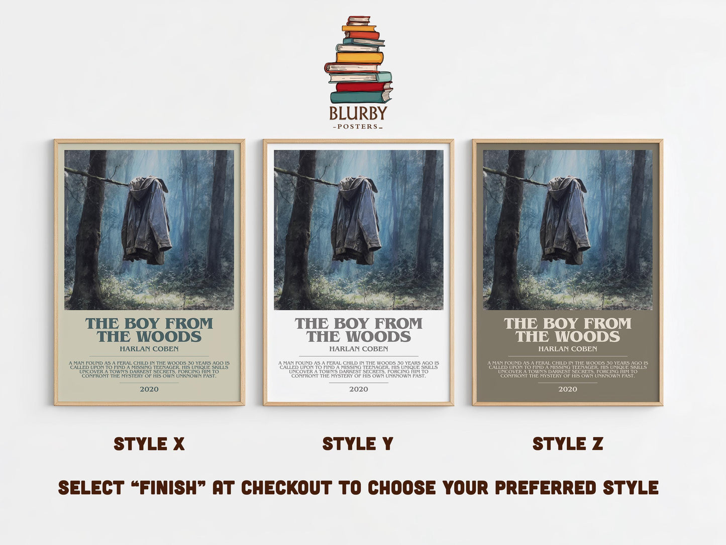 The Boy from the Woods bookish poster colour and style options – Harlan Coben book art