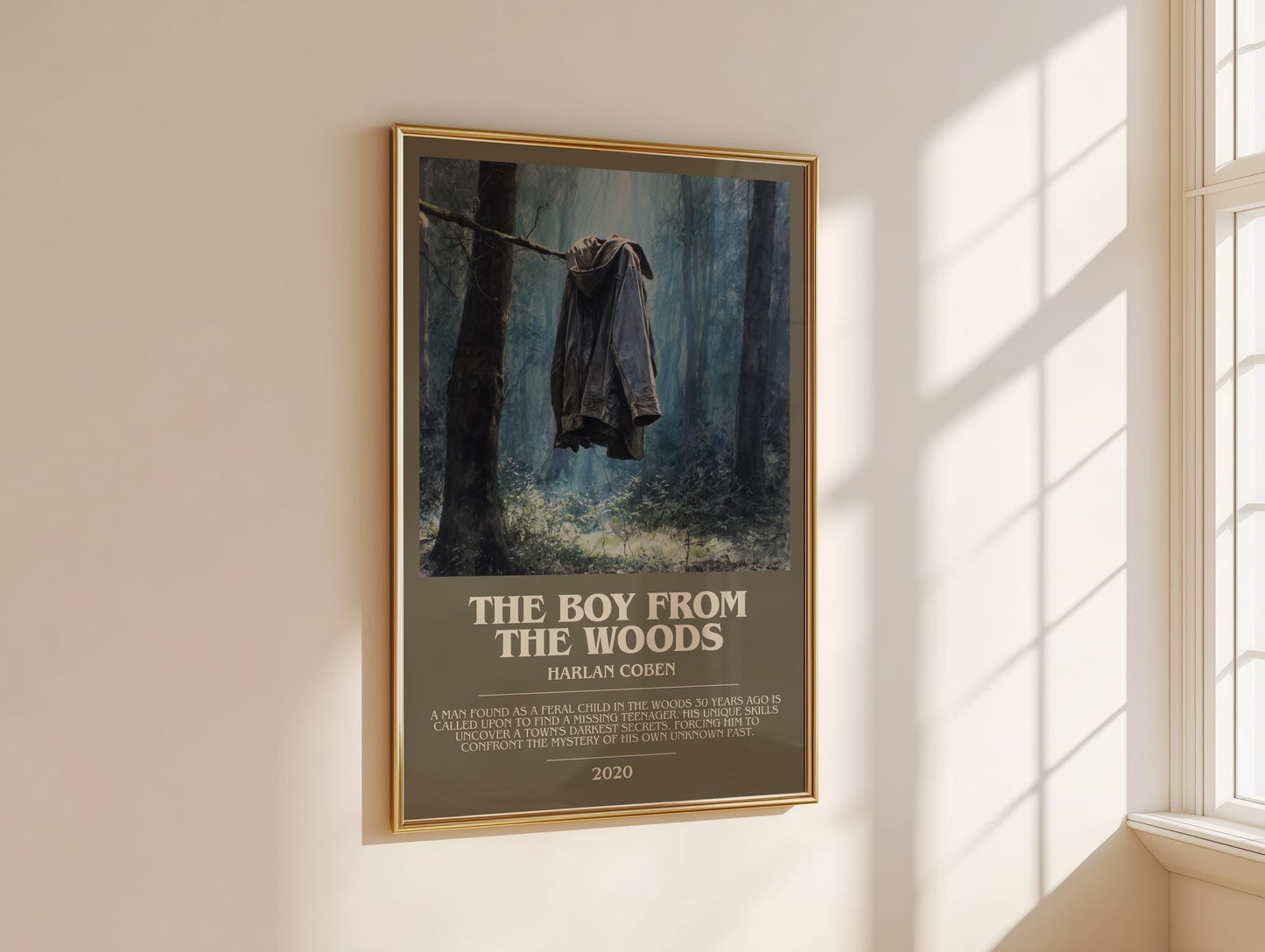 The Boy from the Woods bookish book poster framed on wall – thriller wall art