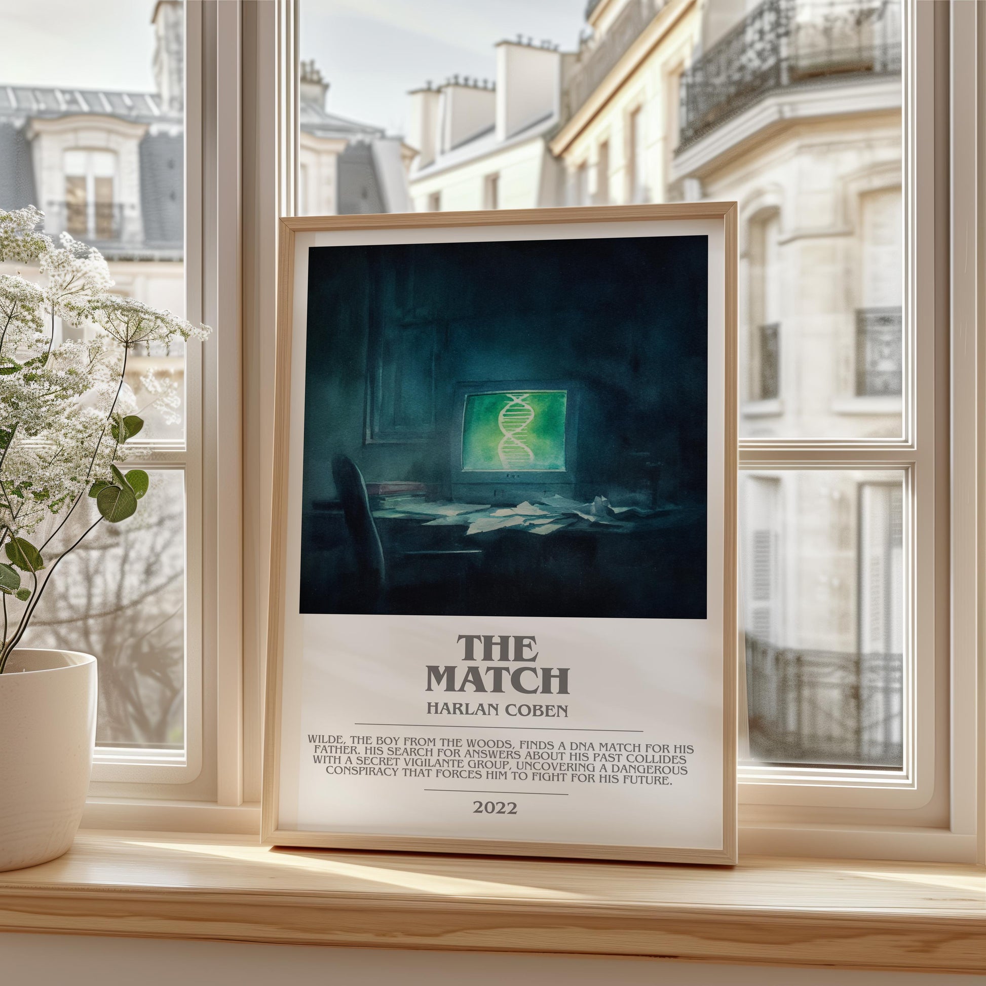 The Match bookish print framed by window – literary home decor
