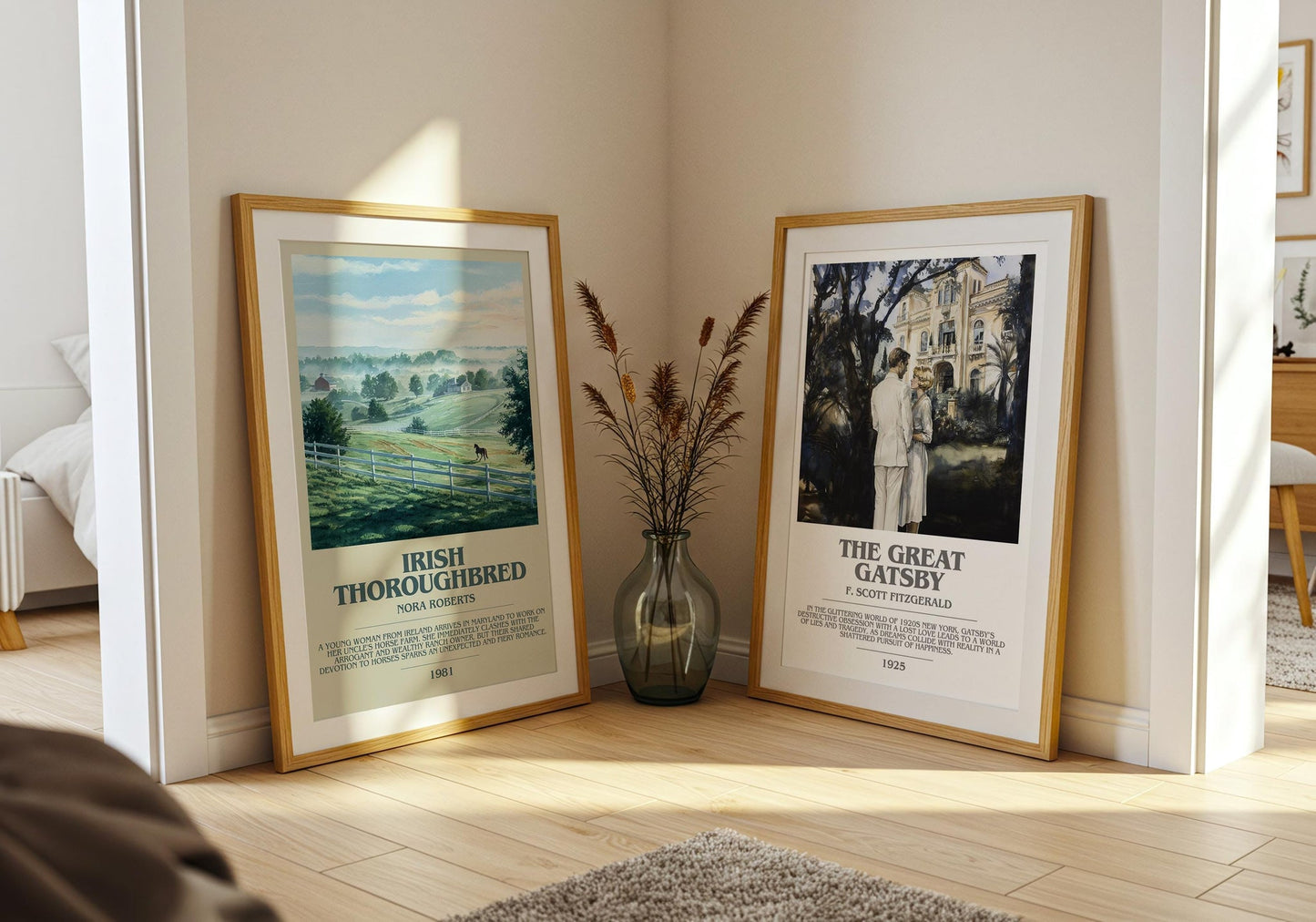 Irish Thoroughbred bookish poster paired in gallery wall – literary art prints