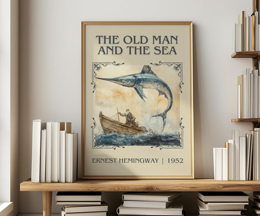 The Old Man And The Sea by Agatha Christie | Descriptive Book Poster | Minimalist