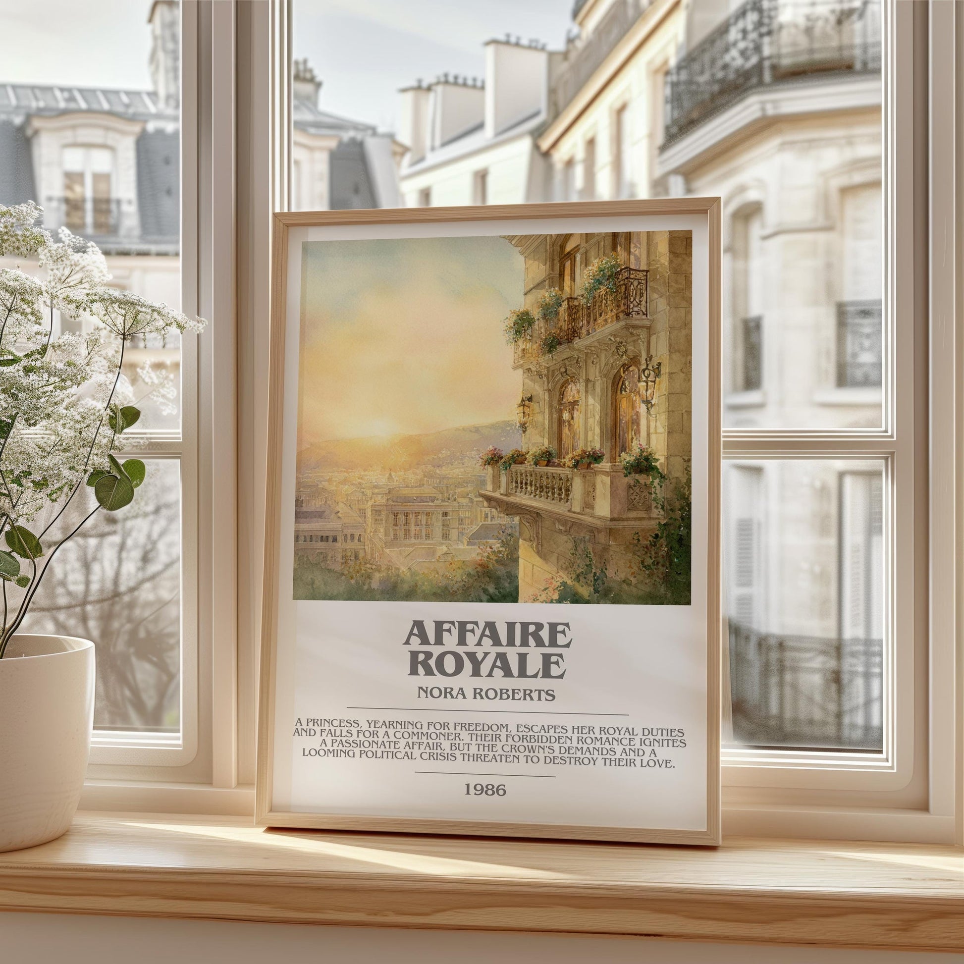 Affaire Royale bookish print framed by window – literary home decor