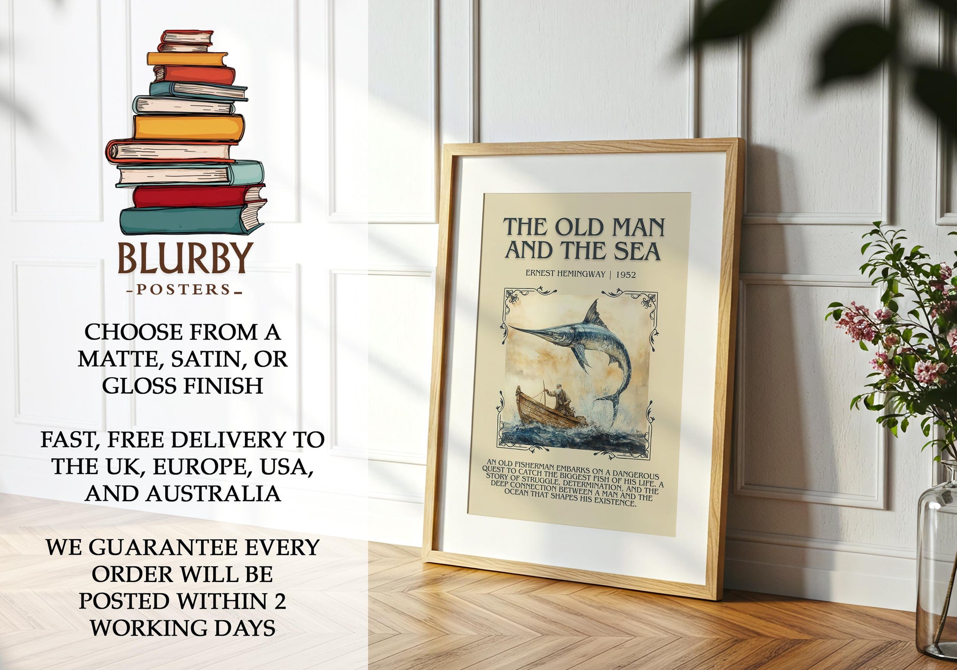 The Old Man And The Sea by Ernest Hemingway | Descriptive Book Poster | Blurby