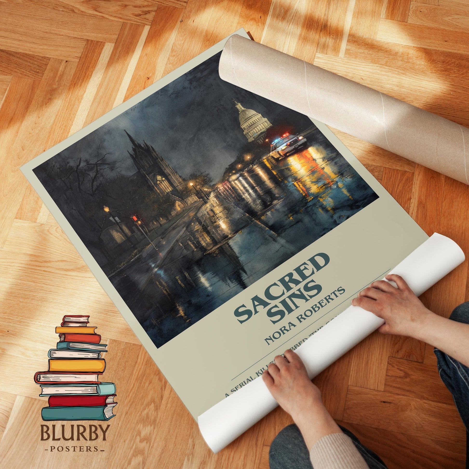 Sacred Sins book poster packaging – museum-quality print rolled in protective tube